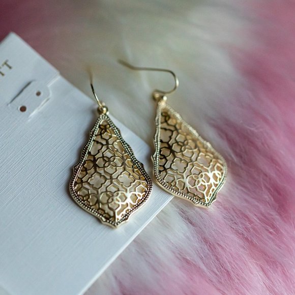 Kendra Scott Gold ADDIE Gold Filigree Earrings - Picture 2 of 3